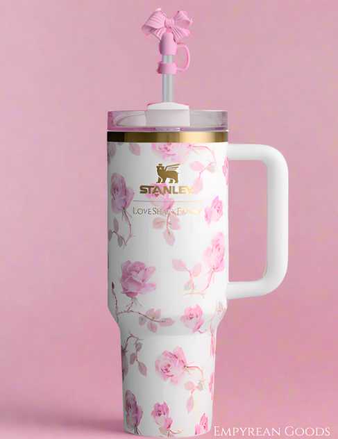 Limited edition Stanley x loveshackfancy cup white ribbon Rosa